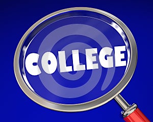 College Magnifying Glass Univeristy School Research Choices 3d I photo