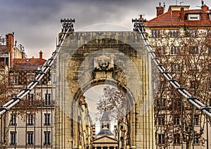 College Pedestrian Bridge Rhone River Lyon France
