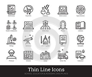 College, School, University Education Linear Icons