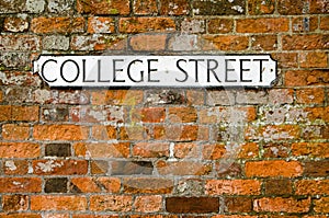 College Street road sign
