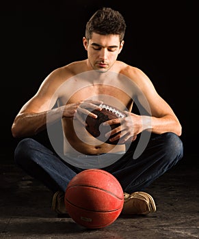 College Student Holding Football