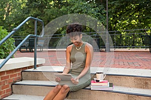 College student studying on campus