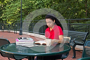 College student studying on campus