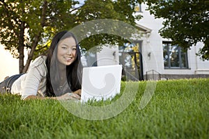 College student studying on Laptop