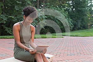 College student with a tablet