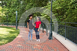 A College student walking on campus