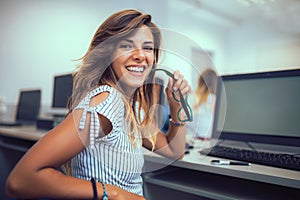 College students in a computer lab