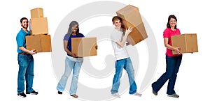 College students or friends moving boxes