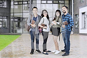 College students near the campus building
