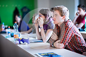 College students sitting in a classroom during class