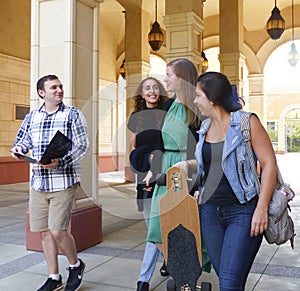 College Students Walking Out Of Class