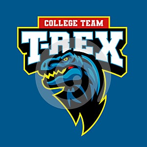 College T-rex Team Logo Mascot Design