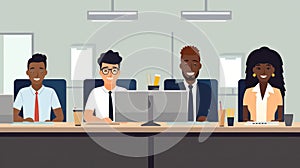 college or university admissions office .racial diversity. flat illustration