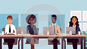 college or university admissions office .racial diversity. flat illustration