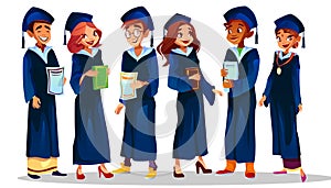 College university graduates vector illustration