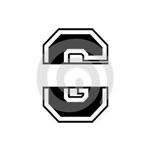 College varsity letter and number EPS vector
