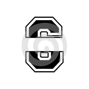 College varsity letter and number EPS vector