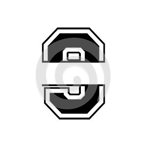 College varsity letter and number EPS vector