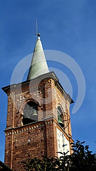 Collegiata ancient church. Bell Tower. Medioeval village. Castiglione Olona Italy