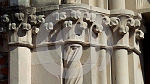 Collegiata ancient church. Details. Medioeval village. Castiglione Olona Italy