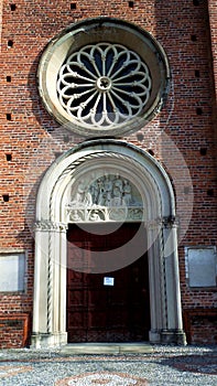 Collegiata ancient church. Medioeval village. Castiglione Olona Italy