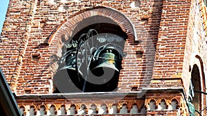 Collegiata Bell Tower. Medioeval village Castiglione Olona Italy