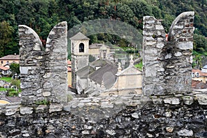 The Collegiate Church and fort Castelgrande at Bellinzona on the