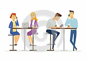 Collegues on a lunch break - modern cartoon people characters illustration