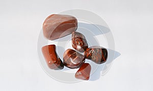Collesction of raw red mineral stones