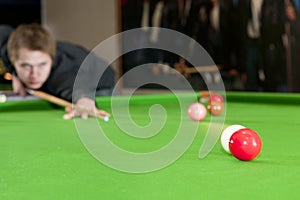 Colliding snooker balls photo