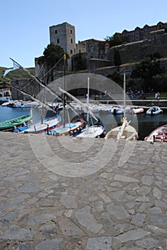 collioure, Colliure, small french village with a fortress in a sunny day of summer.