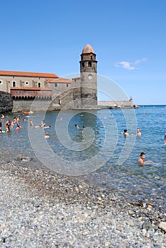 collioure, Colliure, small french village with a fortress in a sunny day of summer.