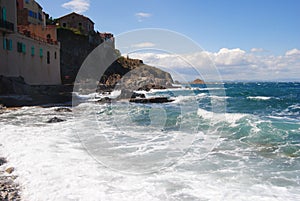 collioure, Colliure, small french village with a fortress in a sunny day of summer.