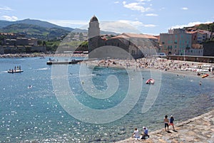 collioure, Colliure, small french village with a fortress in a sunny day of summer.