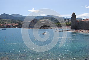 collioure, Colliure, small french village with a fortress in a sunny day of summer.