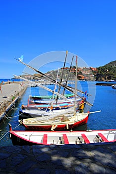 collioure, Colliure, small french village with a fortress in a sunny day of summer.