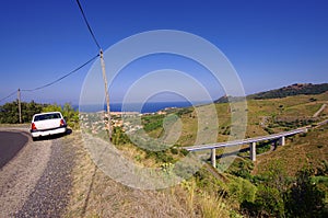 Collioure, Feance. Car on the side of the road