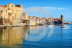 Collioure, France, the Old town with Royal castle and church