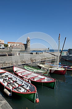 Collioure harbor and the church