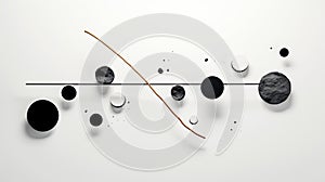 Collision of abstract objects in space. Abstract scene of various colliding objects. A dynamic composition of spheres and plasticy