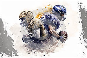 American Football Players during Super Bowl Game. generative ai illustration