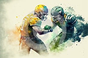 American Football Players during Super Bowl Game. generative ai illustration