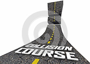 Collision Course Danger Warning Road to Trouble Crash Problem 3d Illustration