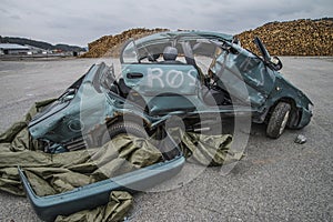 Collision damaged car