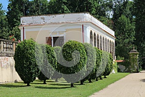 Collonade in french garden, Milotice castle, Moravia