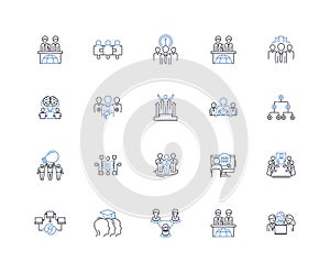 Colloquium time line icons collection. Schedule, Timing, Duration, Session, Agenda, Meeting, Talk vector and linear