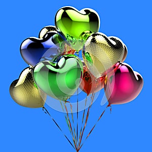 Collor balloons in the shape of heart for celebration