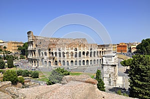 The Colloseum against blue sky