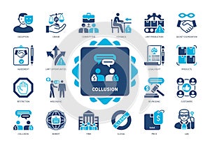 Collusion solid icon set
