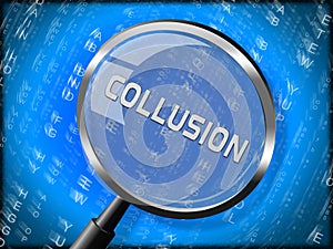 Collusion Report Magnifier Showing Russian Conspiracy Or Criminal Collaboration 3d Illustration